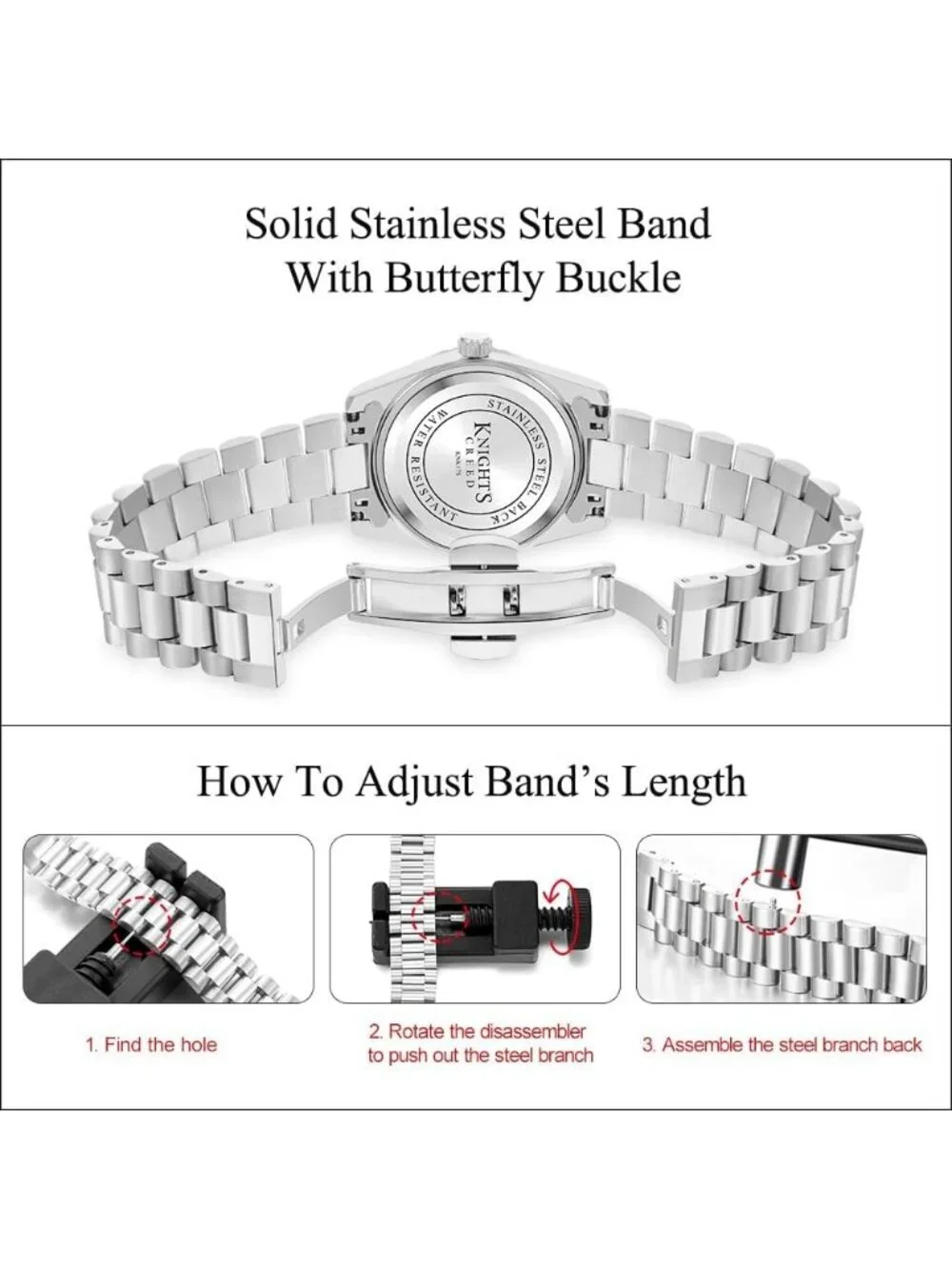Women's Silver Grey Crystal Accented Dial Solid Stainless Steel Band Wrist Watch